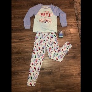 Justice Yeti pants pajamas with matching socks